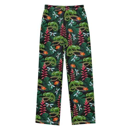 Chameleon Dragonfly Boys Long Pants Soft Trousers Elastic Waist Kids Lounge Bottoms with Pockets S-XL
