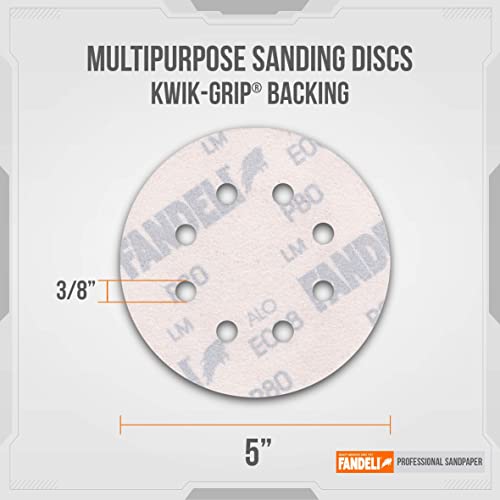 Fandeli | Circular Sanding Discs | Assorted Grits (80,120,220) | 50 Sheets Of 5'' | 8 Holes | Hook And Loop | For Circular Sander | For Orbital Sander #TOP3
