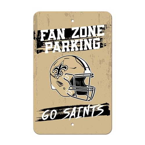 FANMATS 48162 NFL - New Orleans Saints Flat Parking Sign | Black & Gold | 18"x11.5" | Saints Helmet Logo with "Fan Zone Parking" Wordmark