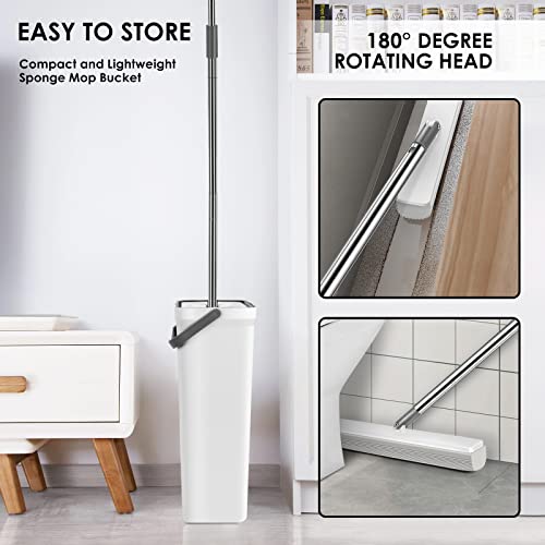 Znm Sponge Mop And Bucket, Pva Sponge Mop And Bucket With Wringer Set For Floor Cleaning, Upgrade Squeeze Mops System With 3 Sponge Refills For Hardwood Laminate Tile #TOP5