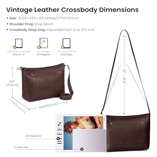 Image of befen Genuine Leather Purses for Women, RFID Medium Leather Crossbody Bags Shoulder Purse Handbags