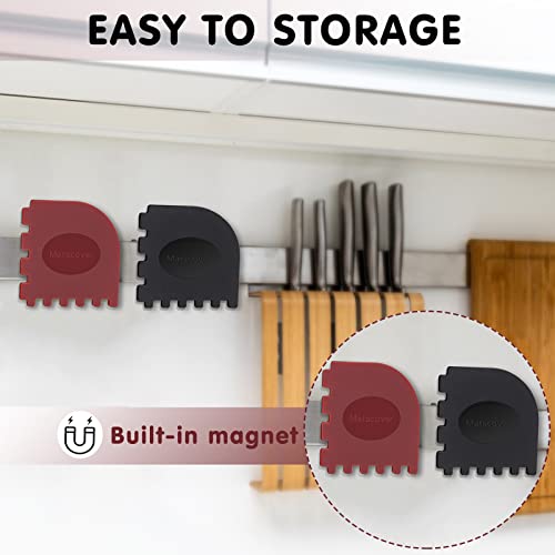 Matscover Grill Pan Scrapers, Cast Iron Scraper With Built-In Adsorption Gadget, Pot Scraper Non Scratch For Cast Iron Skillet, Frying Pans And Griddles Cleaning, Red And Black, 4 Pack #TOP2