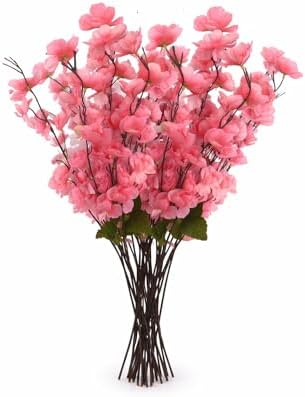 2 Buques Pessegueira Flor Cerejeira Artificial 6 Galhos