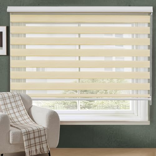 Image of ABOUT SPACE Window Blinds - 5x7 ft Zebra Roller Blinds for Windows for Light Filtering, Privacy, UV Protection Corded Roll Up Curtain Window Shades for Home, Office, Living Room Kitchen