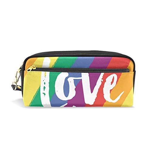 Preisvergleich Produktbild Ahdyr Bleistiftetui Liebe ist Liebe LGBT Regenbogen PU Leder Bleistifttasche Reißverschluss Stifttaschenhalter Student Stationary Cosmetic Makeup Bag
