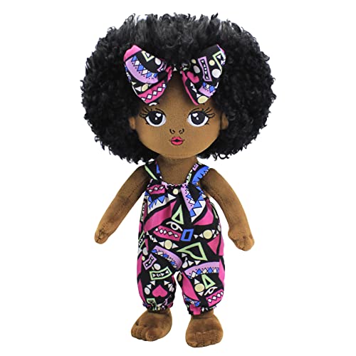 Image of JUSTQUNSEEN Black Baby Dolls African American Doll Black Dolls 12'', Baby Dolls for Girls,Soft for Girls Stuffed Plush Doll for Girl (Small B-Pink)