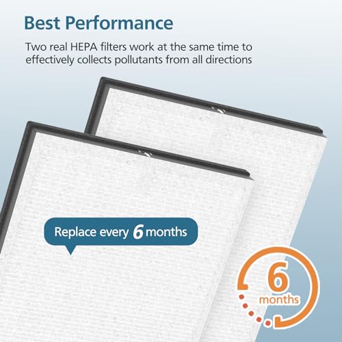WILERDA 2 Pack HY4866 H13 True HEPA Replacement Filte r for MORENTO HY4866 Air Purifie r, with 360° 3-Stage Filtration for Dust, Pet Dander, Smoke, Pollen for Bedroom and Office
