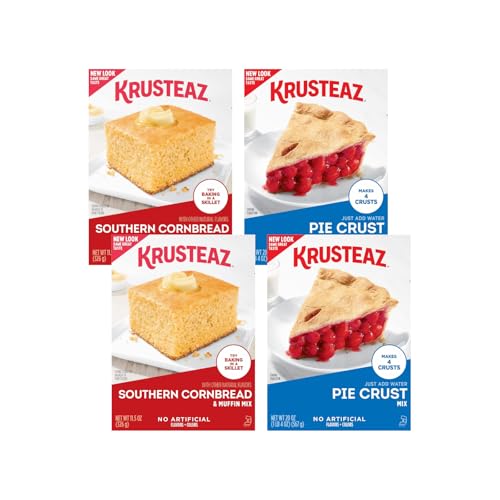 Krusteaz Baking Variety Pack – Southern Cornbread & Muffin Mix (11.5 oz, 2 Count) & Pie Crust Mix (20 oz, 2 Count) – 4 Box Bundle (Variety Pack)