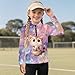 Chririnla Butterfly Cat Athletic Sweatshirts for Teen Girls Age 6-12,Girls' Sun Protective Clothing - Youth Kids Long Sleeve Quarter Zip Pullover for All-Day Outdoor Activities,9-10T