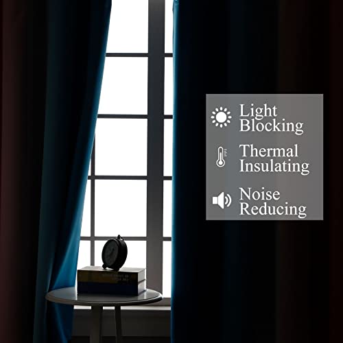 Estelar Textiler Pink and Blue Curtains 63 Inch Length 2 Panels, Ombre Total Blackout Curtains for Bedroom, Grommet Thermal Insulated Gradient Blackout Drapes for Kids Room, 52x63 Inch