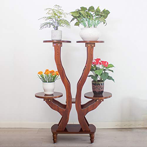 LRW Wooden Flower Rack, Indoor Living Room, Balcony, Multi-storey Flower Rack, European Style Living Room, Chlorophytum, Green Flower, Flower Shelf, 4 Layers Of Symmetry.