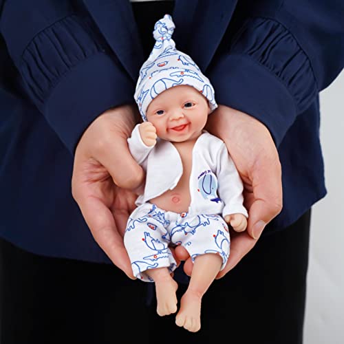 Miaio Reborn Baby Doll 7 Inch Silicone Doll Boy Mini Realistic Newborn Baby Dolls Silicone Full Body Stress Relief For Adults Hand Made With Feeding & Bathing Accessories #TOP1