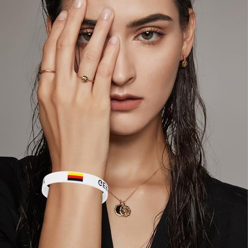 SLAXJNE 15 Stück Deutschland-Flaggen-Armbänder, Deutschland-Armbänder, Deutschland-Fan-Armbänder, Deko-Armbänder, Silikon-Armbänder