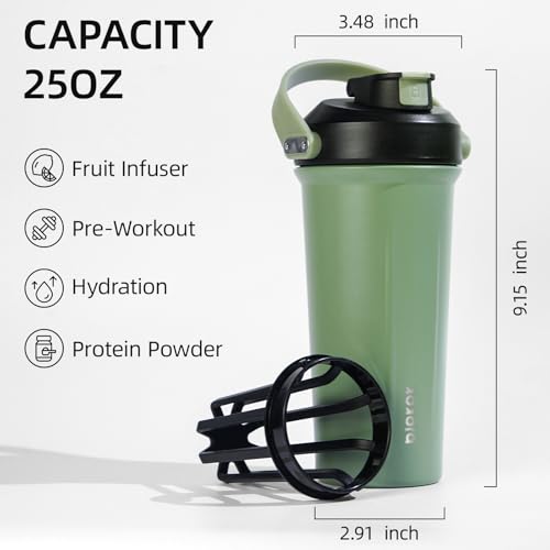 Image of BJPKPK 25oz Insulated Protein Shaker Bottle Stainless Steel Cup with Handle