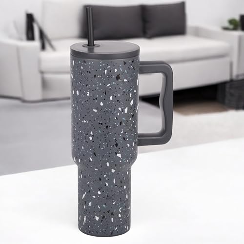 Image of Tumbler with lid and Straw 1200ML Cup Stainless Steel Vacuum Insulated Tumbler for Water, Iced Tea or Coffee 1.2L Office Gym Travelling (Grey Paint)