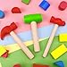 VICROIC 3 PCS Toy Hammers, Wooden Hammer Toys Mallets, Simulation Fake Plastic Maintenance Tools for Birthday Party Supplies