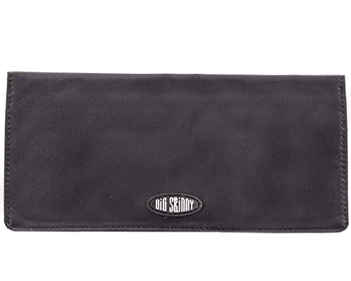 Big Skinny Women's Leather Executive Bi-Fold Checkbook Slim Wallet, Holds Up To 40 Cards, Lightweight, Black #TOP1