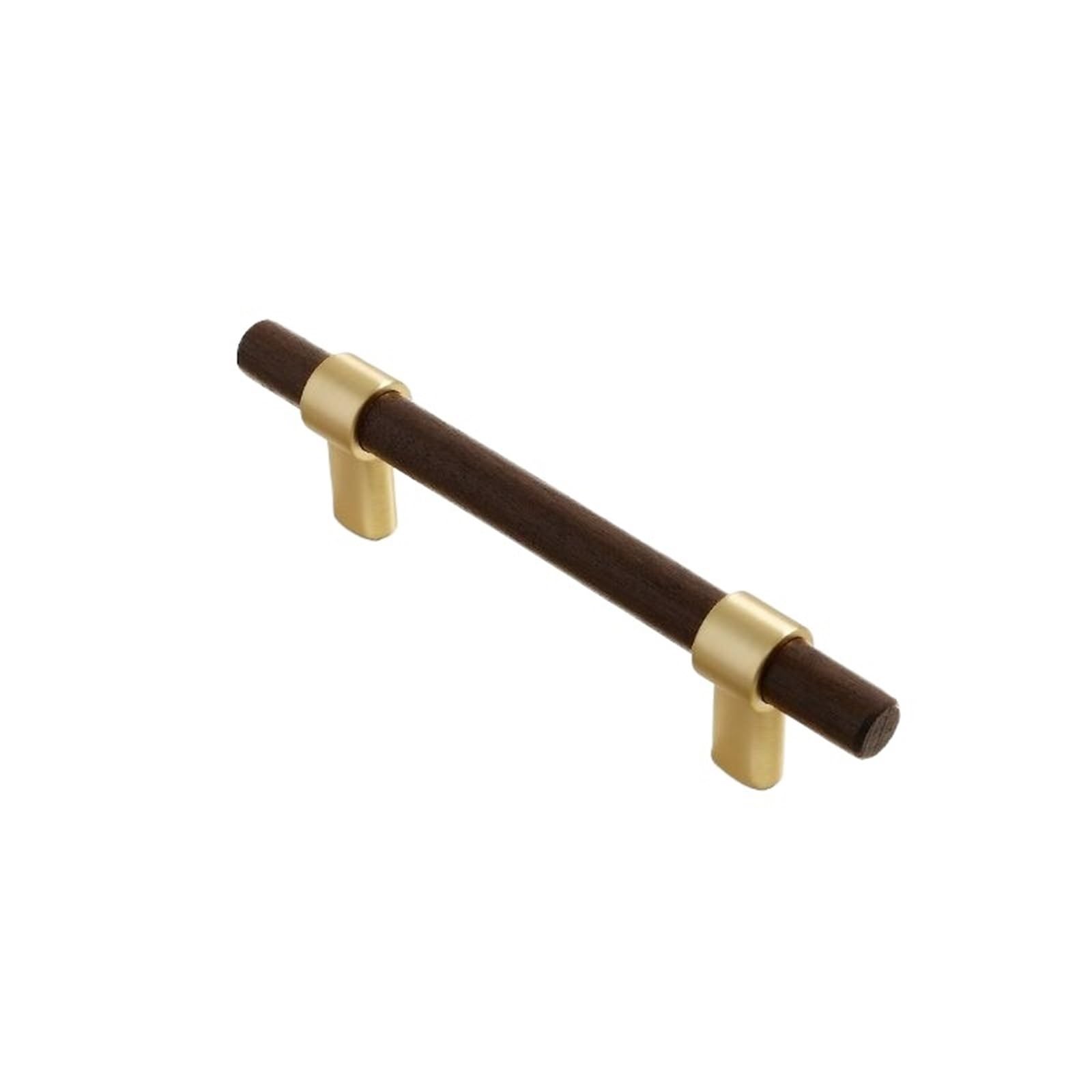 LADFRTYU Wooden Handles 2pcs Walnut Wooden Kitchen Cabinet Knobs and Handles Shoe Handle Gold Cupboard Door Pulls Hardware(CJ-1912-Walnut-96mm)