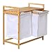 Edaygo Cesto para la Colada de Bambú Colector Arcón para Ropa Estantería con Compartimento Deslizante Doble y 2 Bolsas Extraíbles, 70 x 67 x 36,5 cm (Al x An x Pr) Blanco