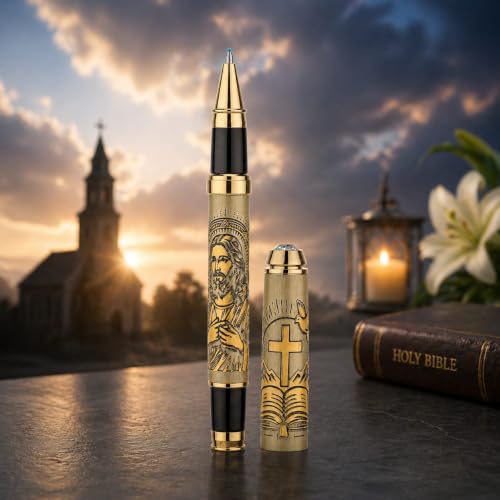 Image of Jesus Christ Etched Premium Metal Pen | The Eternal Faith Edition | Inspirational Christian Writing Pen | Elegant Gift for Men, Women, Teachers & Professionals