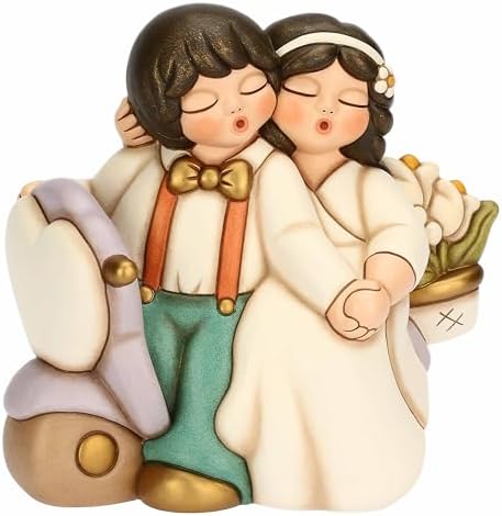 THUN Sposini su Moto con Fiori Maxi Ceramica Bomboniera Matrimonio - 20.4x11.1x18.9 cm