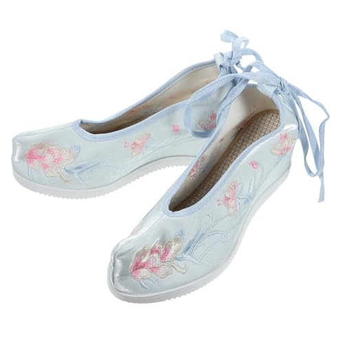 LIFKOME 1 Paio Scarpe in Tela Ricamata con Punta Rialzata Scarpe di Stoffa Ricamate Rosa Scarpe da Donna Tradizionale retrò Nozze Cuneo Pantofole da Donna Tendine di Manzo