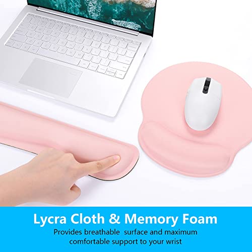 Dapesuom Keyboard Wrist Rest And Mouse Pad With Wrist Support, Memory Foam Wrist Rests For Keyboard And Mouse Set, Ergonomic Wrist Pad With Non Slip Base For Easy Typing And Pain Relief, (Hstz-Pink) #TOP3