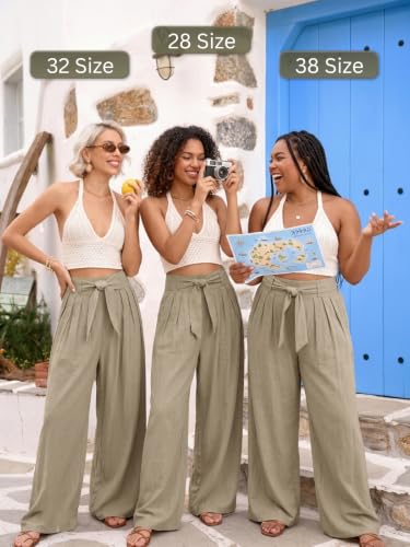 Image of Leriya Fashion High Waist Palazzo Pants for Women | Poly Cotton Wide Leg Trouser Pants for Women | Relaxed Fit Pleated Trousers for Casual & Semi-Formal Wear
