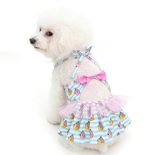 Image of CuteBone One Piece Dog Bikini Swimsuit Dress - Puppy Bathing Suit Costume for Small Dogs - Comfortable & Stylish Pet Clothes for Summer Pool, Beach & Play LTDB11XXS