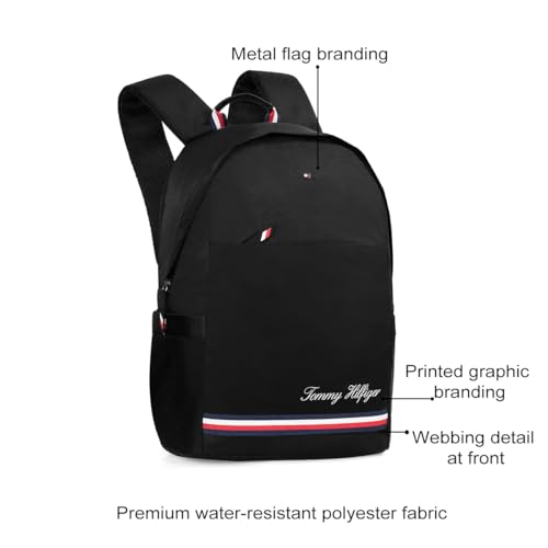 Image of Tommy Hilfiger Laptop Backpack Emett | Backpack for School, College and work | Water-Resistant | Fits 14-inch Laptop with Multi-Organiser | Trolley Holder | 21L Capacity