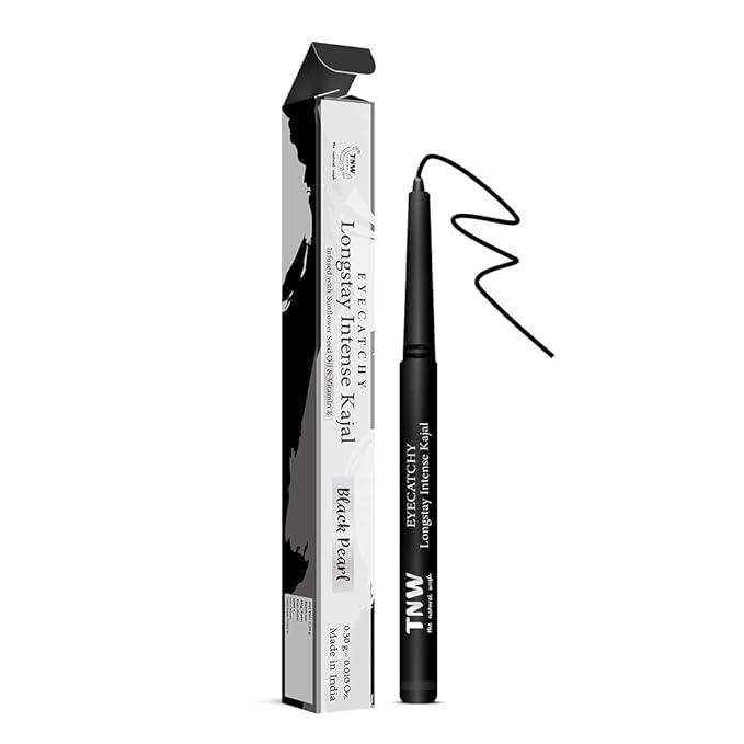 TNW-The Natural Wash Eyecatchy Longstay Intense Kajal | Smudge-Proof & Waterproof Matte Finish | Highly Pigmented Twist-Up Pencil | Colossal & Long-Lasting Black Kohl for Women & Girls