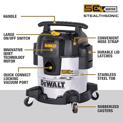 DEWALT 5 Gal 4 HP STEALTHSONIC Shop Vacuum Wet and Dry DXV05S-QTB - image 3