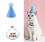 Haustier Katze Hund Schals und Geburtstag Hut Mini Hund Katze Geburtstag Party Dekoration Haustier Geburtstag Outfit Haustier Kostüme Kopfbedeckung Zubehör Blau B