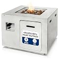SereneLife Propane Gas Fire Pit Table, 40,000 BTU Square Outdoor Firepit with Weather-Resistant Design, Stainless Steel Burner, Adjustable Flame, Cover Included, Safe & ETL Certified, 30” x 30” x 23”