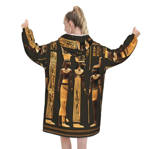 Couverture à capuche douce flanelle imprimé égyptien