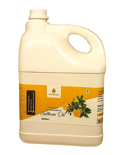 Image of Trivikrama Cold Pressed Safflower 5 Liter Safflower Cooking Oil | Kardai Tel Zero Cholesterol Chemical & Pesticides Free | Pure Woodpress Oil, Wood Pressed Kardai /Kardi Tel (5 Liter)