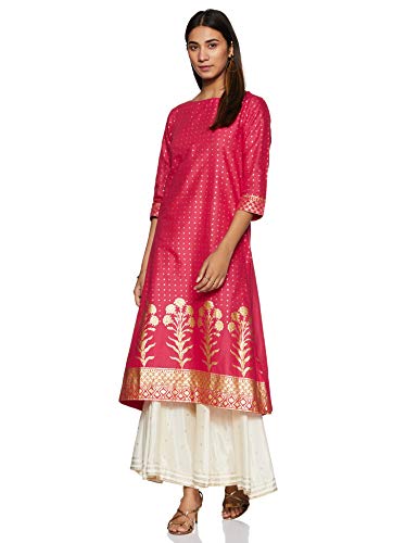 Image of BIBA Womens Mandarin Collar Printed Kurta
