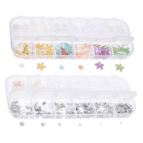 SHERCHPRY 2 Cajas Accesorios De Arte De Uñas De La Cadena De Perlas Lindos Encantos De Uñas Suministros De Manicura Para Mujeres Decoración Decoraciones De Manicura Chicas Hola Bola De Acero