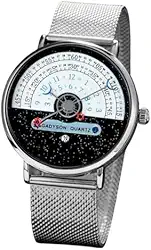 Relógio Masculino "Cosmic Iron" em Aço Inoxidável com Visor de Vidro Temperado 40mm, Pulseira 23cm – Movimento de Quartzo, Calendário e Estilo Futurista – Acompanha Caixa Premium