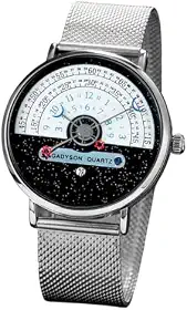 Relógio Masculino "Cosmic Iron" em Aço Inoxidável com Visor de Vidro Temperado 40mm, Pulseira 23cm – Movimento de Quartzo, Calendário e Estilo Futurista – Acompanha Caixa Premium