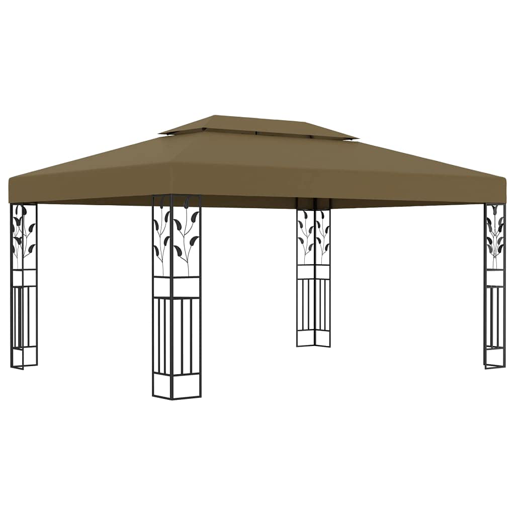 Tonnelle avec double toit - Tente de fête - Tente de jardin - Tente de bière - 3 x 4 m - Taupe - 180 g/m²