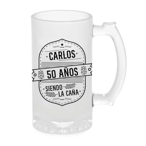 Genérico Jarra de Cerveza Personalizada Cumpleaños Cristal Esmerilado Mate 500 ml Regalo Padre Amigo Hermano Novio
