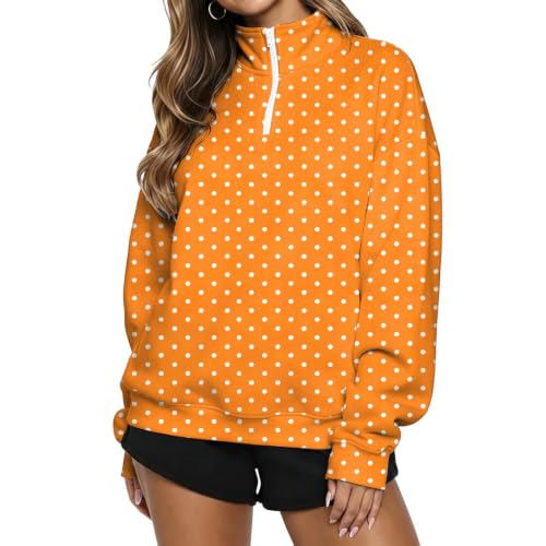 Gumipy Polka Dot Sweatshirt for Women 1/4 Zip Mock Neck Fall Sweatshirts - image 6