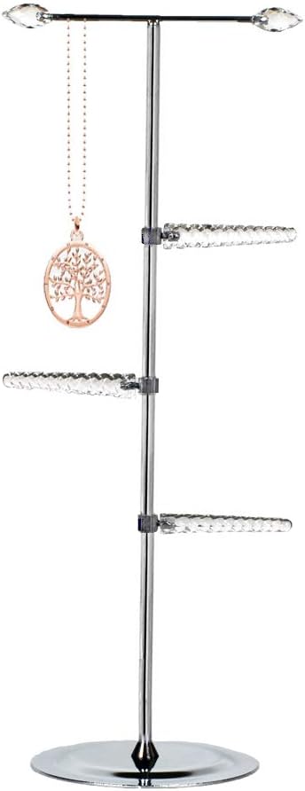 HOHIYA Necklace Stand Holder Jewellery Tree Organiser Hanging Birthday Christmas Mother Gift Silver 17inch