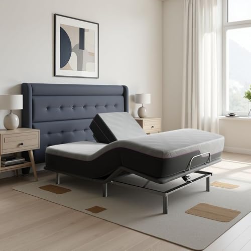 Bridgevine Home 11 inch Renew Split Flex Memory Foam Mattress and Adjustable Base Bundle, Queen Size