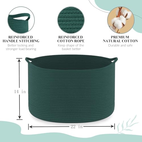 Maliton Laundry Basket, Extra Large 50 x 33 cm Foldable Storage Baskets for Living Room, Bedroom, Dog Toy Basket with Handles, Toy Storage for Kids Room - Blackish Green - Image 2