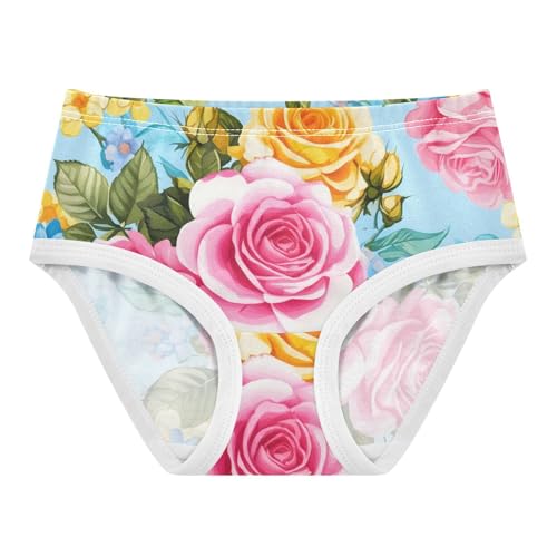 Durable Toddler Girls Underwear 2t Cotton Little Girl Panties Vintage Colorful Floral Blue Briefs Underpants