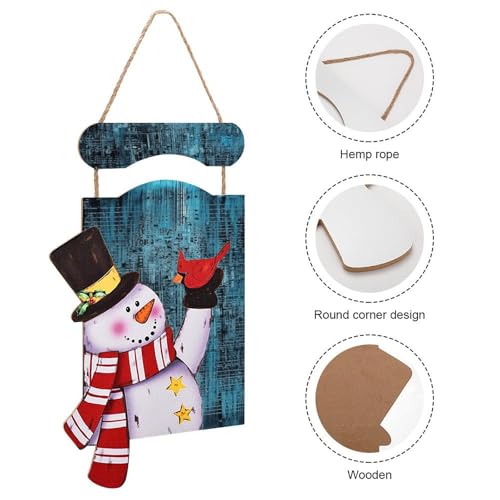 Bonhomme de neige de Noël en bois, décoration murale de porte facile à installer - 4