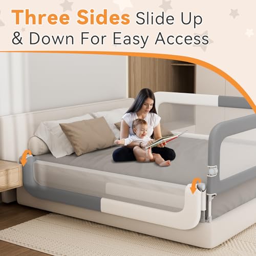 Image of Bed Rail for Toddlers: Foldable & Stable - 78.74 x 78.74 x 59.06 Designed for Queen Size Beds - Bed Rail Guard with Steady U-Shape Base for Toddlers, Baby, Kids