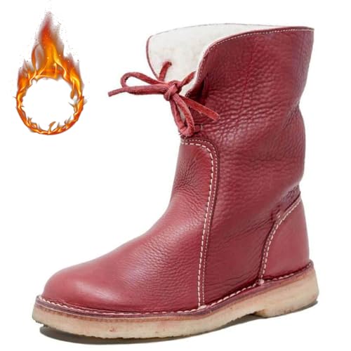 Vintage Buttery-Soft Waterproof Wool Lining Boots,Women's Slip-On Orthopedic Waterproof Diabetic Walking Snow Boots